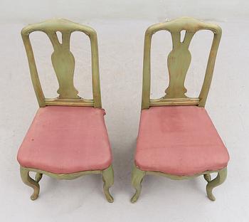 STOLAR, 1 par, Stockholmsarbeten, rokoko, 1700-talets andra hälft.