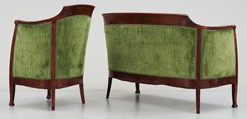 SOFFA samt FÅTÖLJ, Isidor Hörlin, Nordiska kompaniet,  1900-talets första hälft.