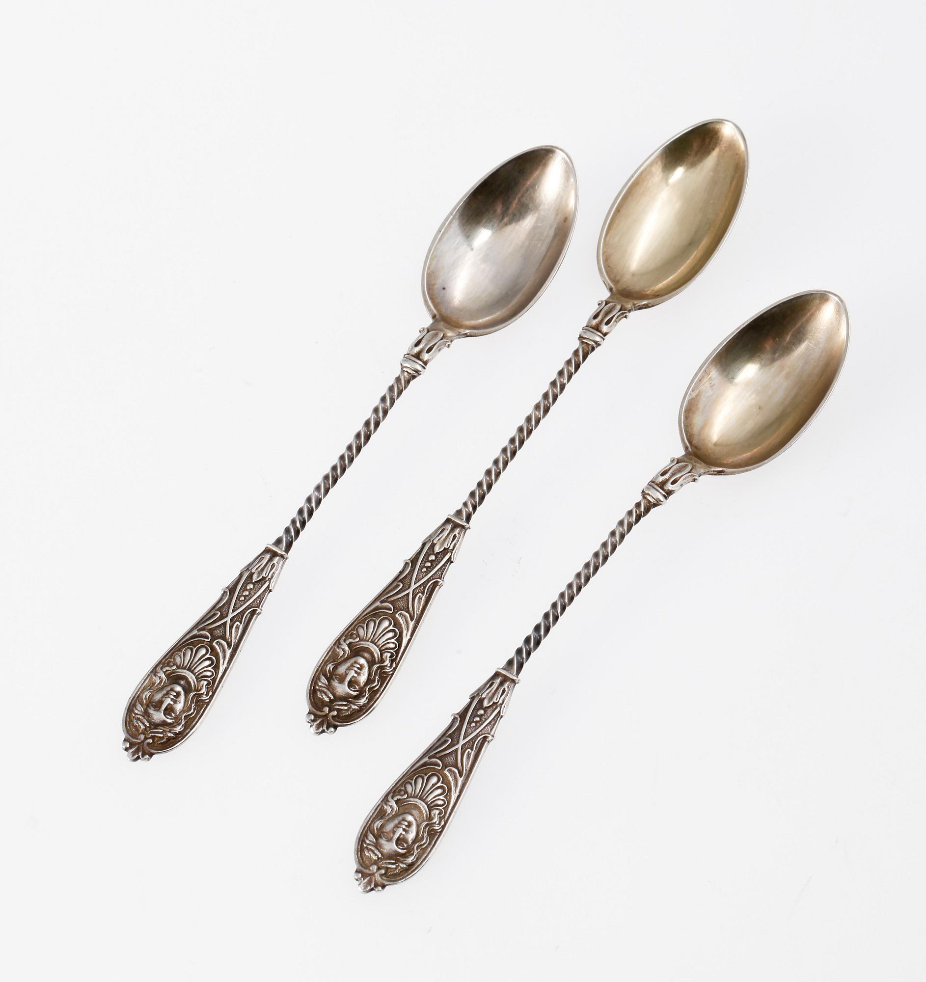 KAFFESKEDAR, 11st, silver, svenska importstämplar. Sent 1800-tal. Vikt ca 90 gram.