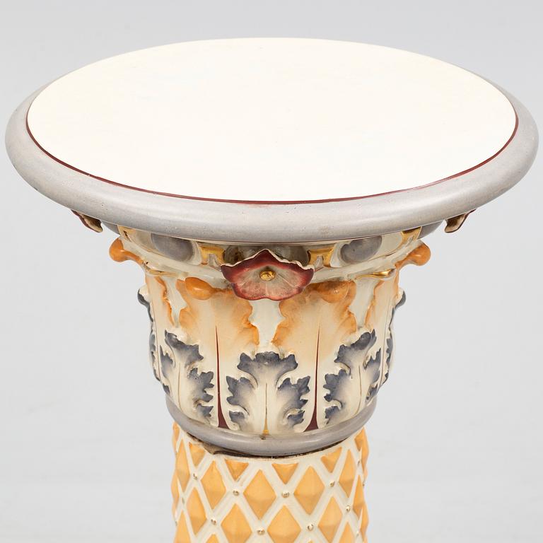 A majolica pedestal, Rörstrand, Sweden, around 1900.