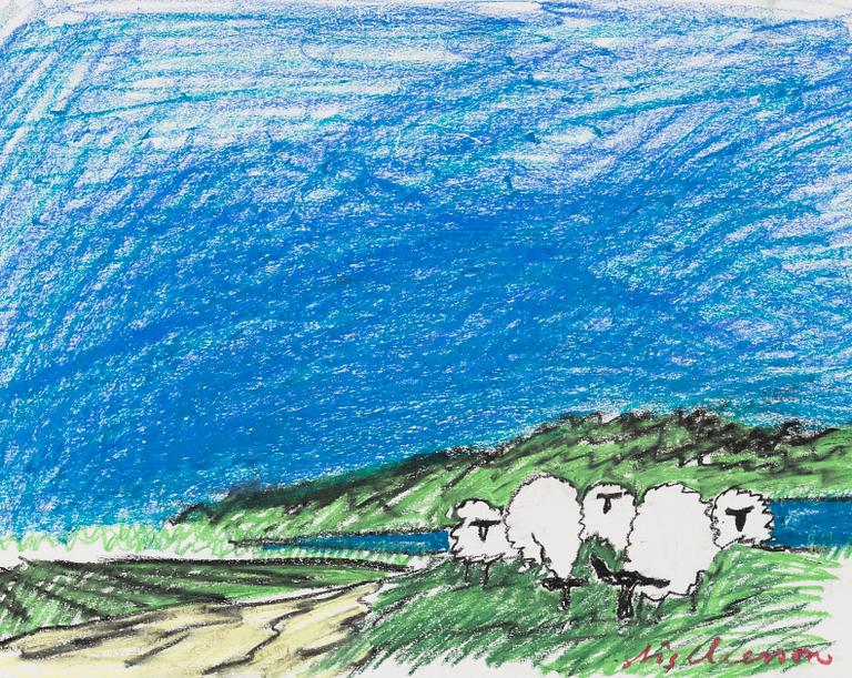 Stig Claesson, Sheep in Landscape.