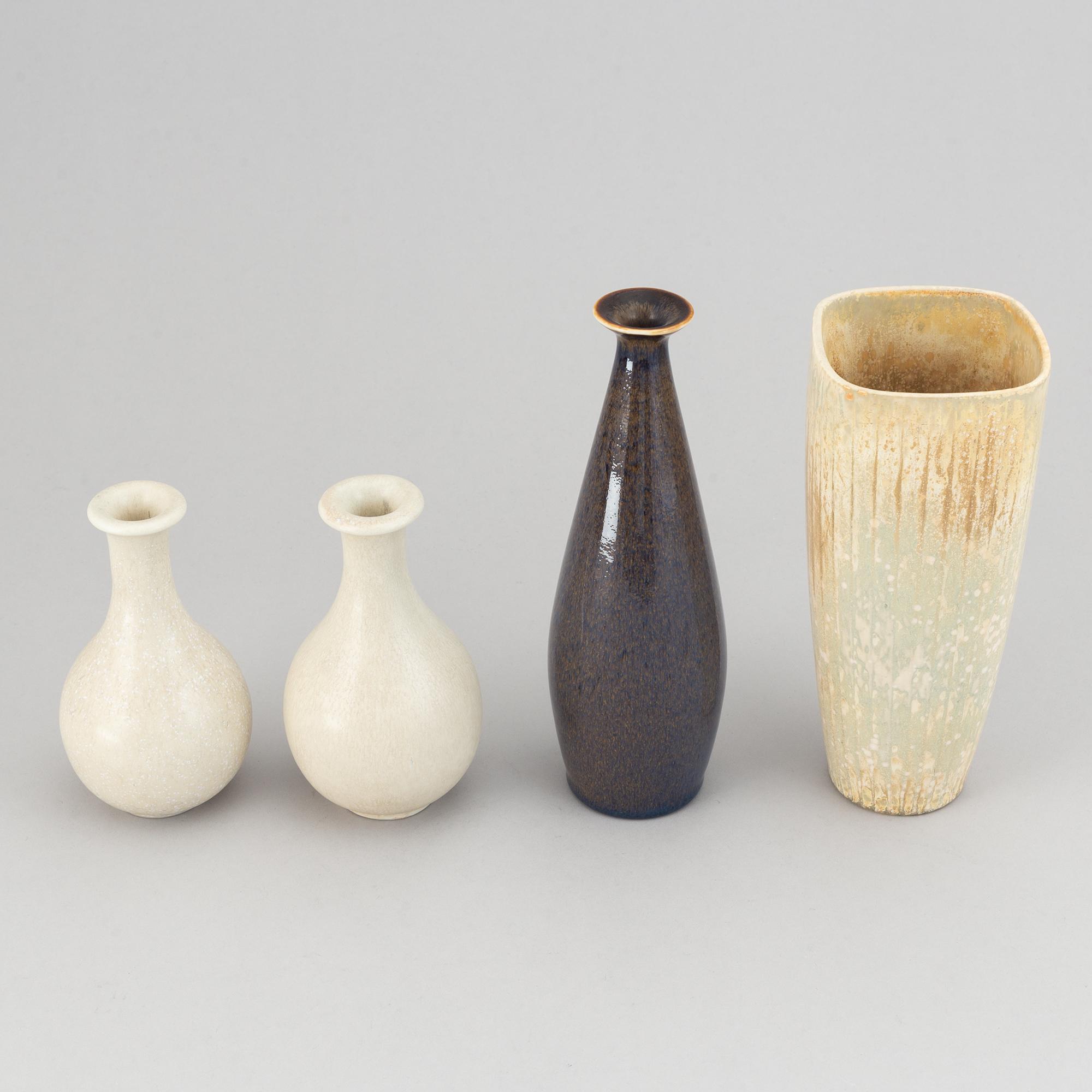 Gunnar Nylund, a set of four stoneware vases, Rörstrand, Sweden.