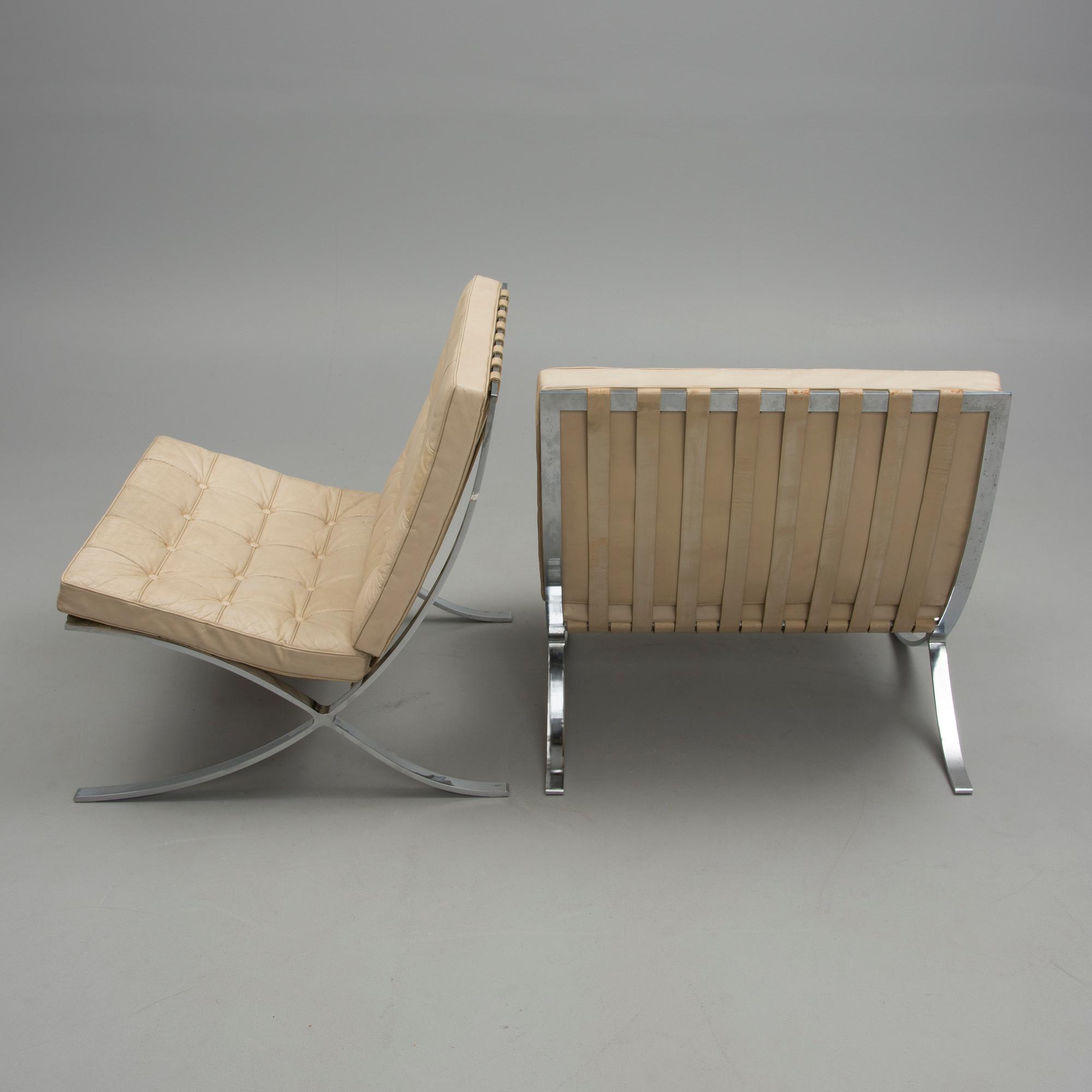 FÅTÖLJER, ett par, "Barcelona", Mies van der Rohe, 1960-tal.