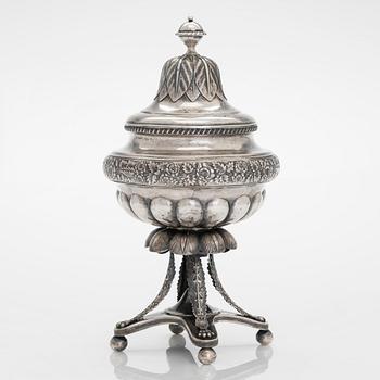 Olof Robert Lundgren, sockerskål, silver, Åbo 1856.