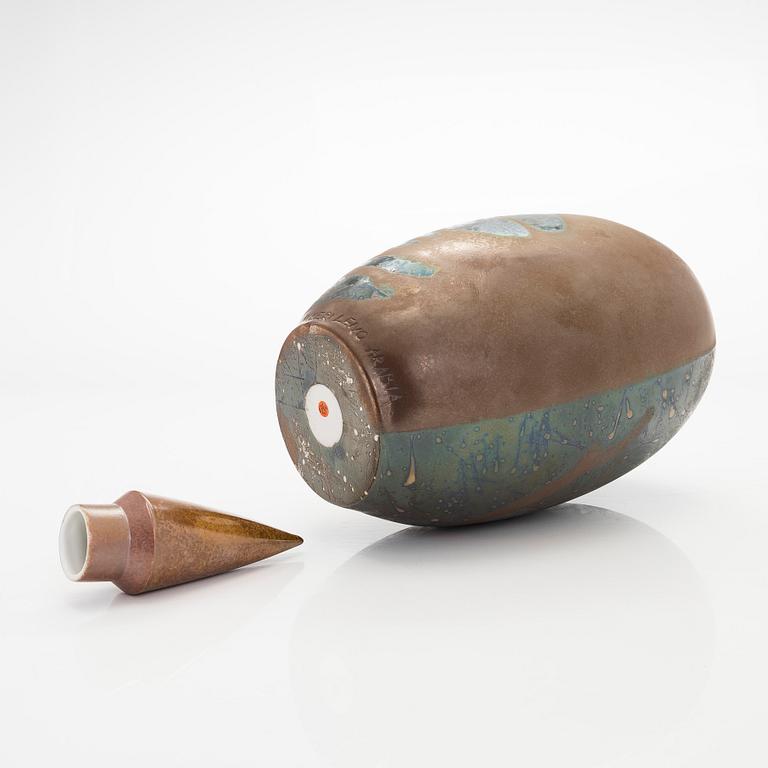 Inkeri Leivo, vas med lock, keramik, signerad Inkeri Leivo Arabia.