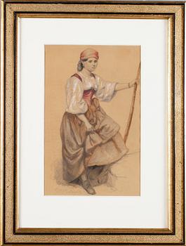 JOSEF WILHELM WALLANDER, blandteknik, signerad.
