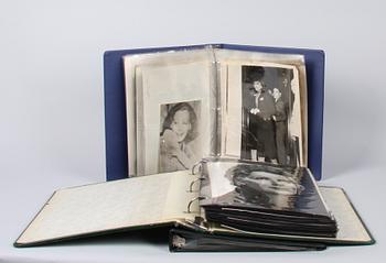 ALBUM MED FOTOGRAFIER, 3 st, Greta Garbo, sammanlagt ca 130 fotografier.