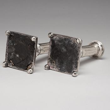 A pair of Swedish 18th century silver candlesticks, marks of Jacob Möller, Malmö 1799.