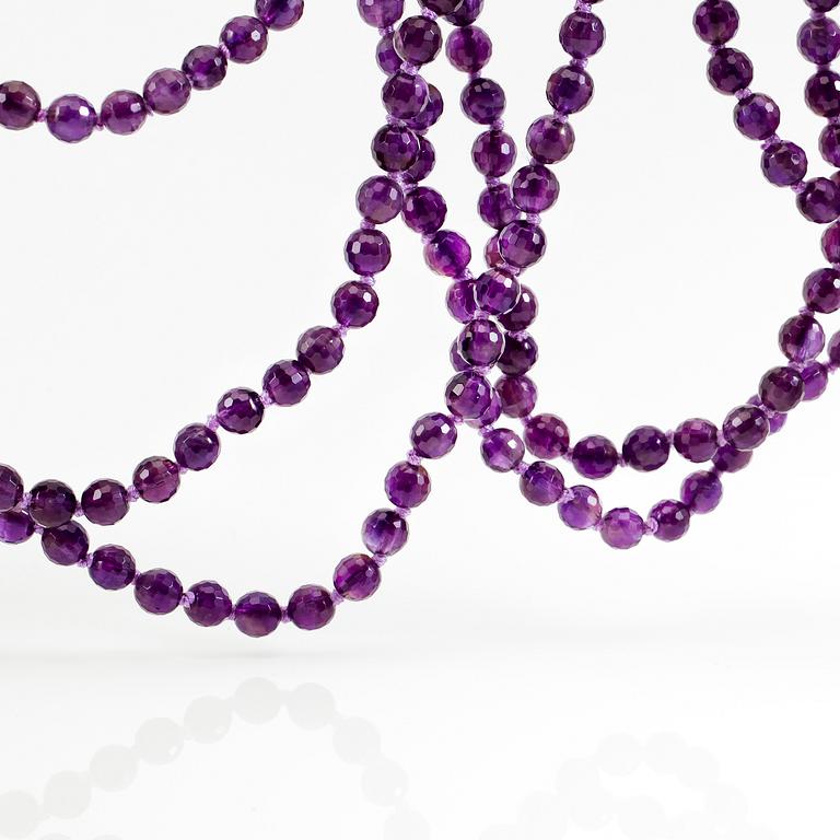 COLLIER, 14k guld, silver, ametister, diamanter och peridoter.