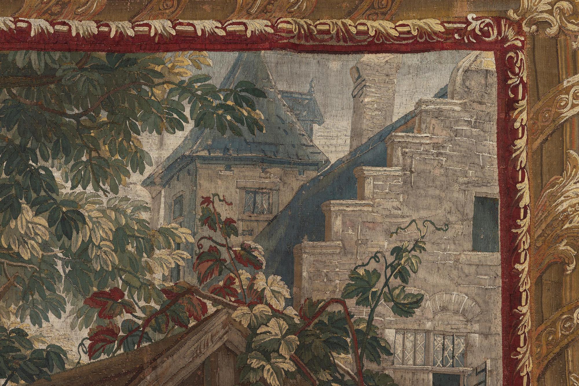 Jacob van der Borcht, vävd tapet, "Kermess" gobelängteknik ca 337 x 278 cm, Bryssel, Flanderna, signerad I. V. D BORCHT & Bryssels stadsmärke.