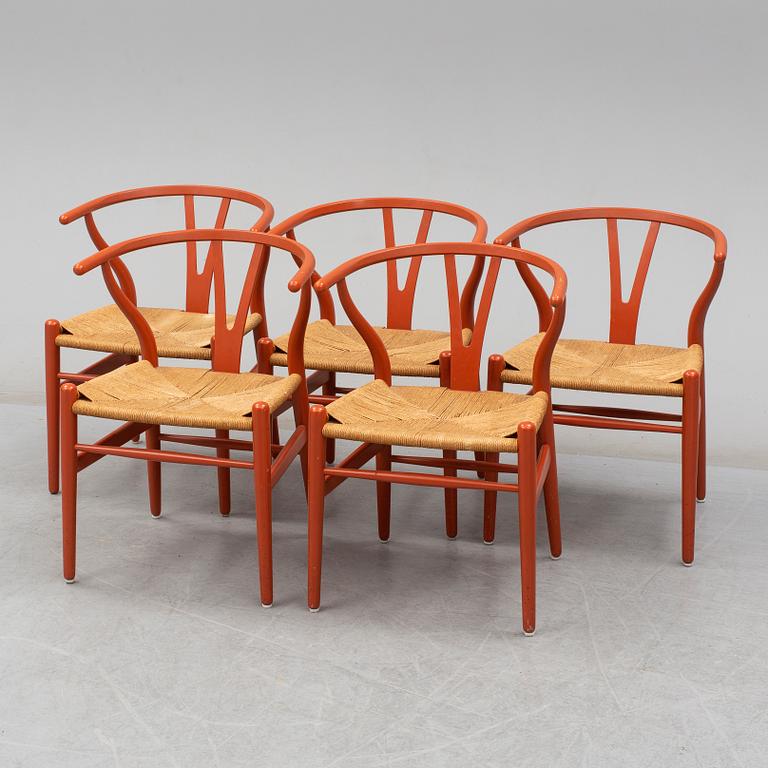 HANS J WEGNER, stolar, 5 stycken, "Y-stolen" Carl Hansen & Son, Danmark. 1900-talets andra hälft.