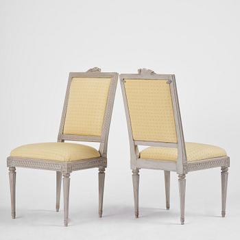 A set of four Gustavian chairs, Stockholm, late 18th century.
