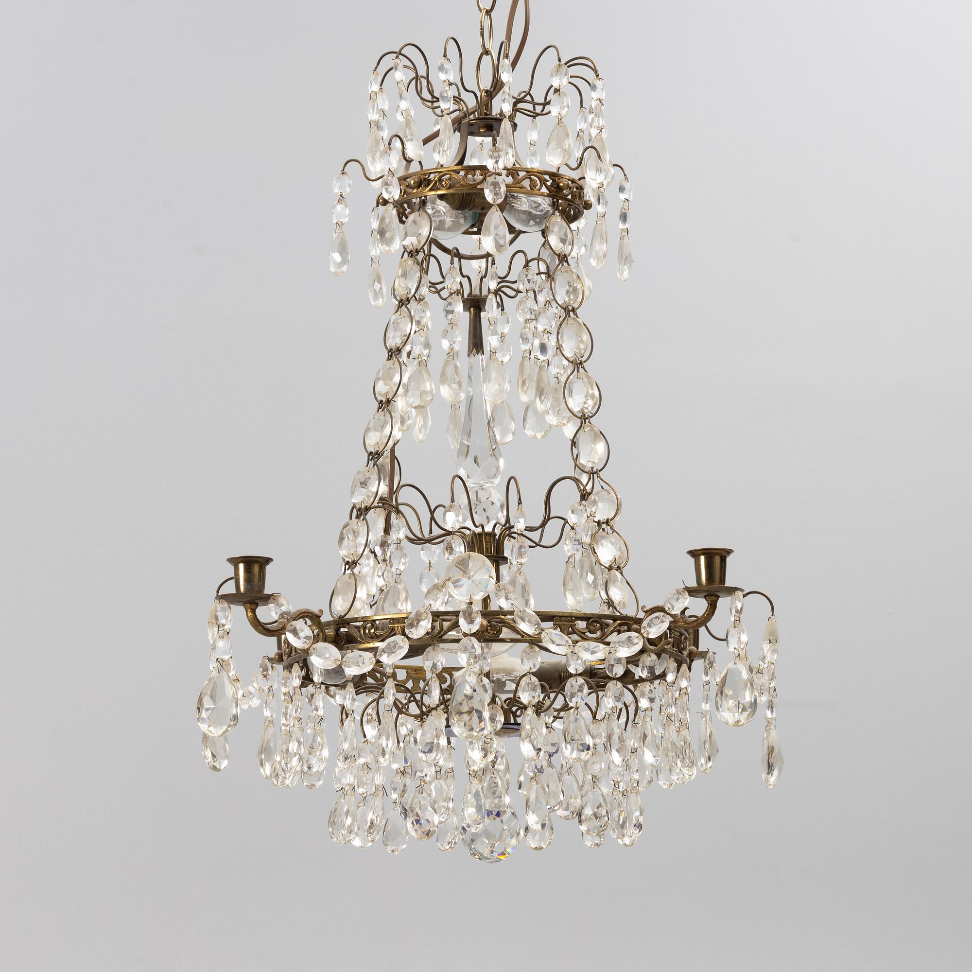A Gustavian style chandelier, first half of the 20th century.