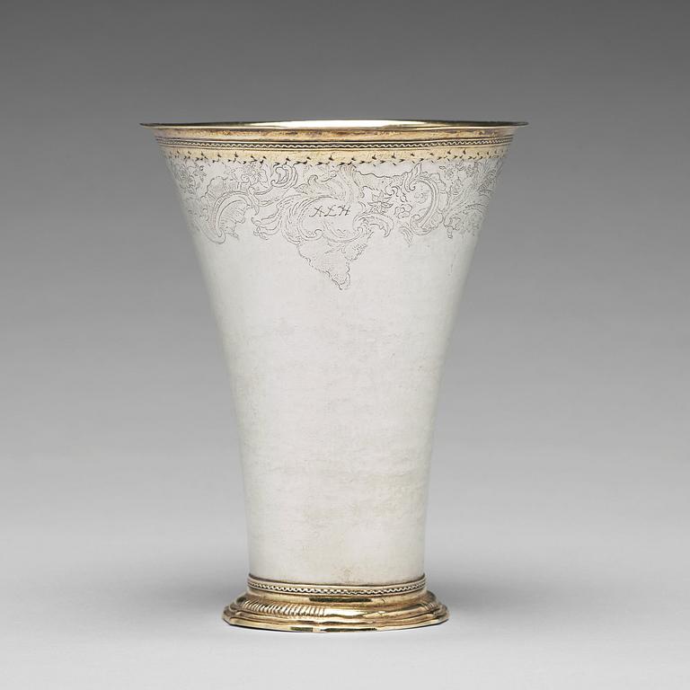 A Swedish 18th century parcel-gilt silver beaker, possibly Lars Petter Hackzell (1768-1771(-72)), Örebro 1769.