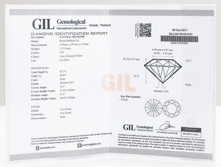 Ring, 14K vitguld, diamanter ca 1.49 ct tot. Jan Böckerman, Helsingfors 2018.