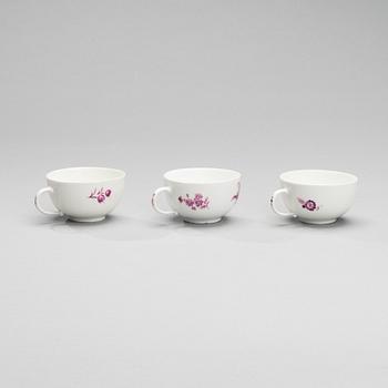 KAFFEKOPPAR, 3 ST, porslin, Meissen 1763-1774.