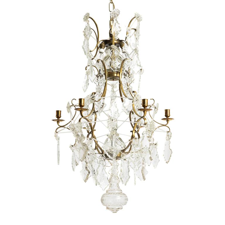 A Rococo style chandelier, 19th century.