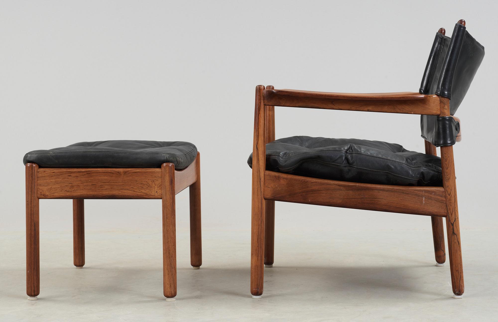 FÅTÖLJ samt FOTPALL, Gunnar Myrstrand för Källemo Möbelfabrik i Vaggeryd, modellen formgiven 1960.