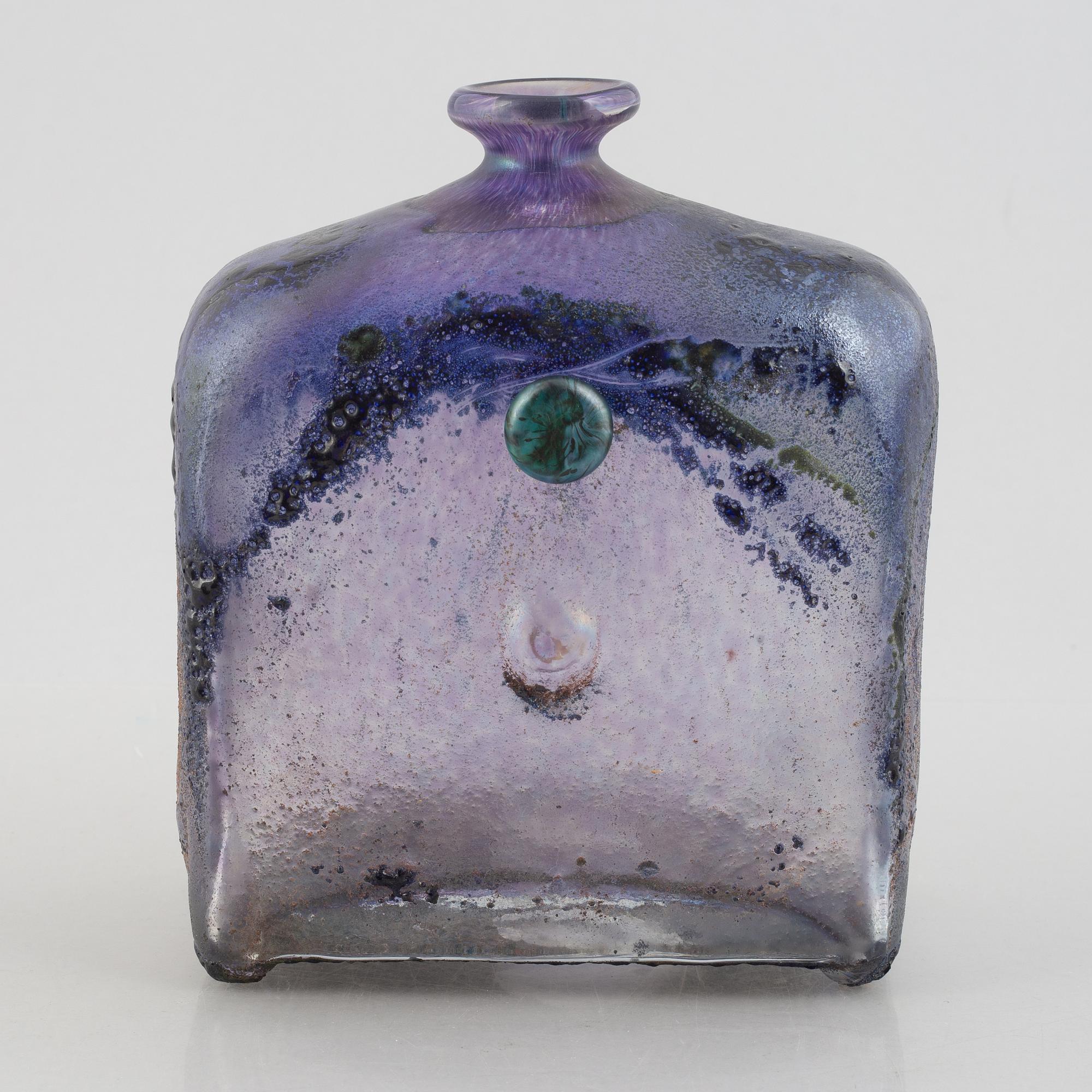 Bertil Vallien, vase/bottle, glass, Boda, unique.