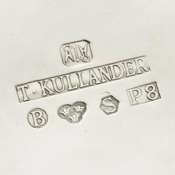 KAFFESERVIS, 3 delar, silver, T Kullander, Borås, 1941, 1943 resp 1946. Vikt 740 g.