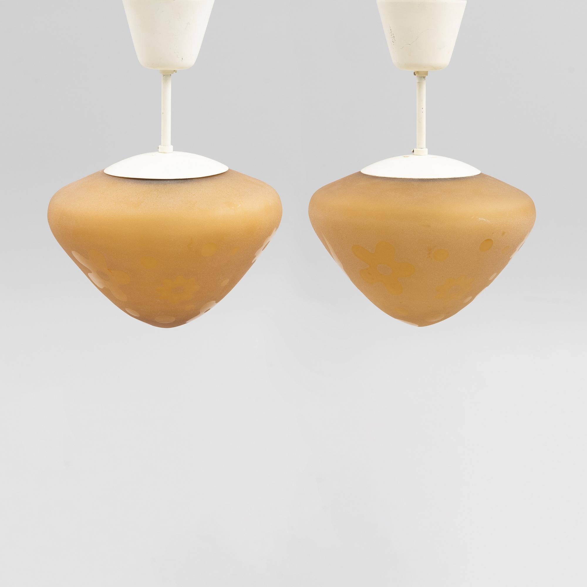Harald Notini, a pair of ceiling lamps, model "11587" Arvid Böhlmarks Lampfabrik, 1940s.