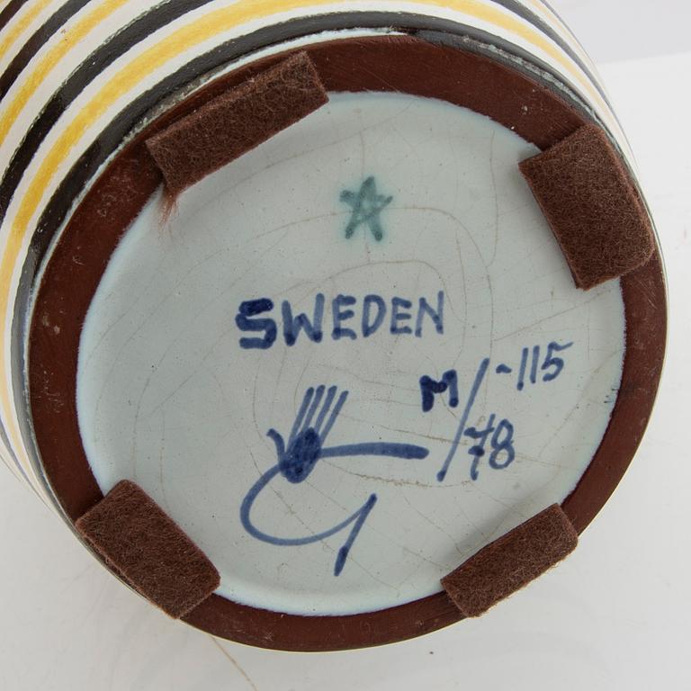 Stig Lindberg, vase/jug signed Gustavsbergs studio faience mid-20th century.