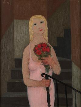 308. Pelle Åberg, Flicka med bukett.