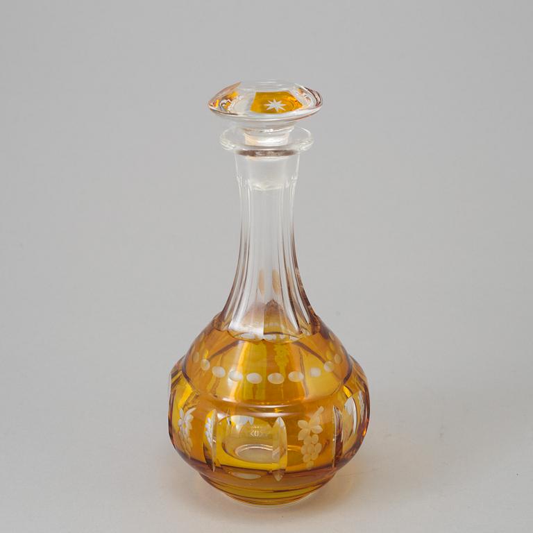 KARAFF samt 10 SHERRYGLAS, Åfors glasbruk, 1940-tal.