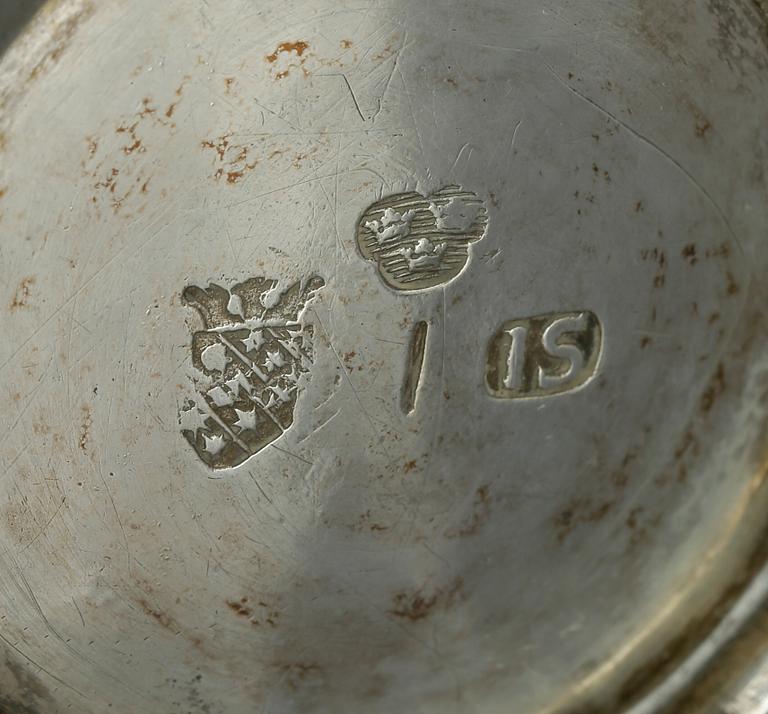 BÄGARE, 2 st, silver, bland annat Johan Söderdahl, Söderköping, 1767. Vikt ca 152 gram.