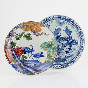 Two porcelain chargers, Japan, 20th century.