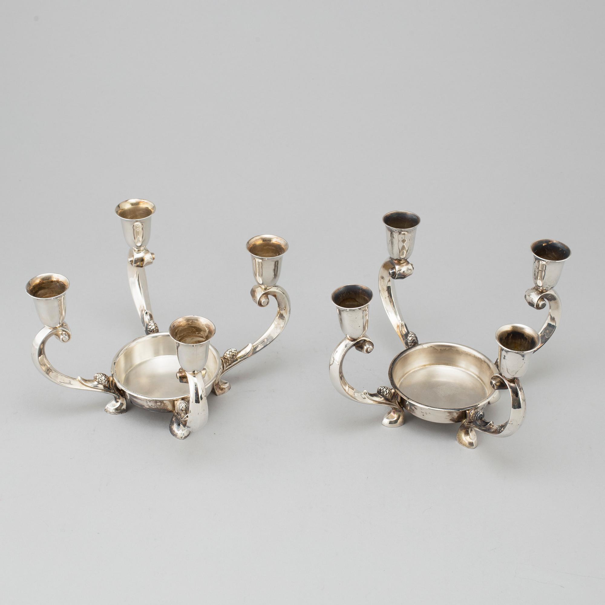 A PAIR OF SILVER PLATE CANDLE EPERGNE CENTREPIECES,  Reed & Barton, first half of the 20th century, USA.