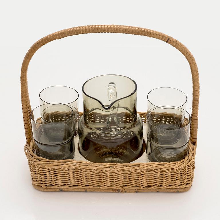 Saara Hopea, a 9-piece juice set, Nuutajärvi, Notsjö. Model designed in 1954.