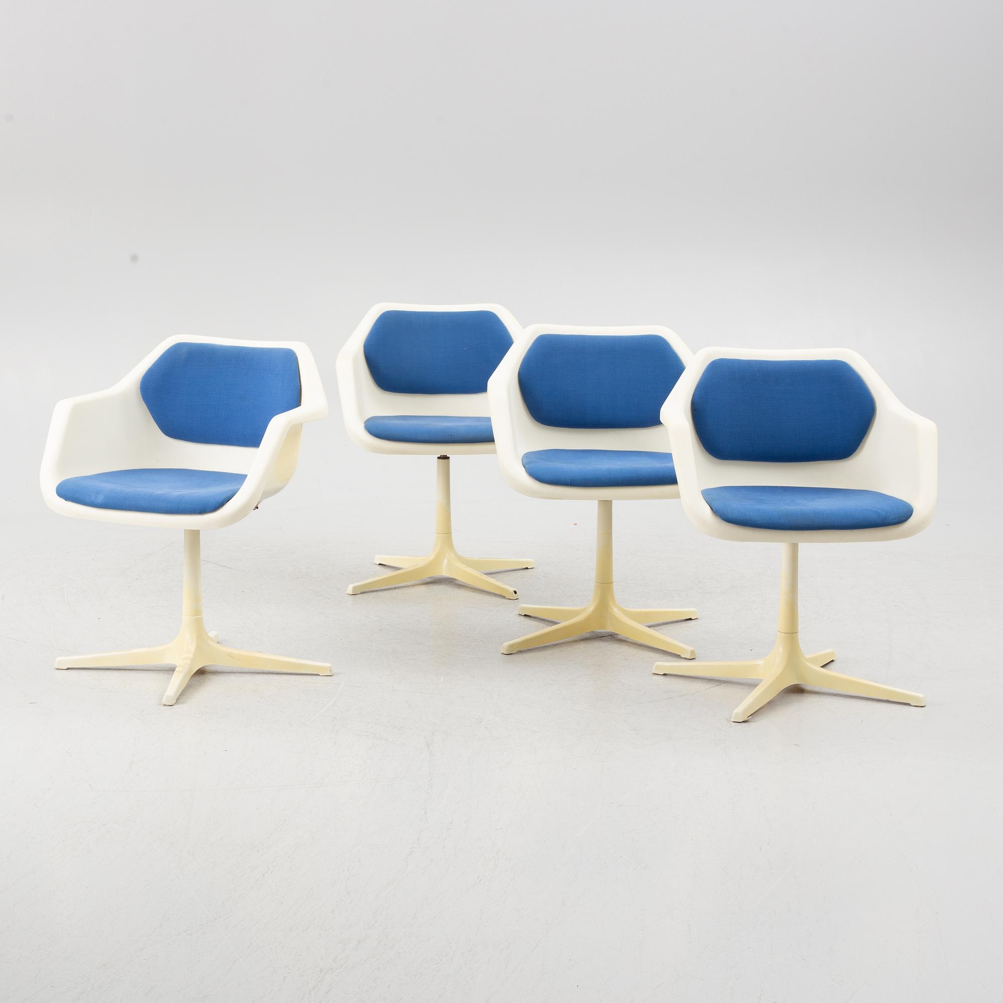 Robin Day, matbord samt fyra stolar, Hille, Storbritannien.