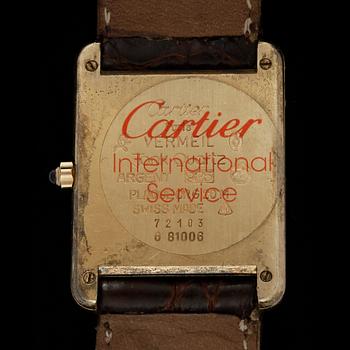 ARMBANDSUR, Cartier, Tank, De Must, förgyllt silver, quartz.