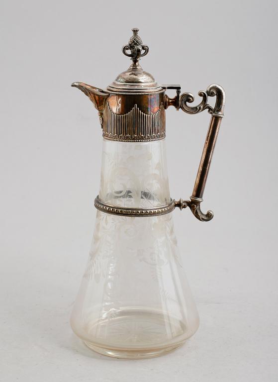VINKANNA, nysilver och glas, omkring år 1900.