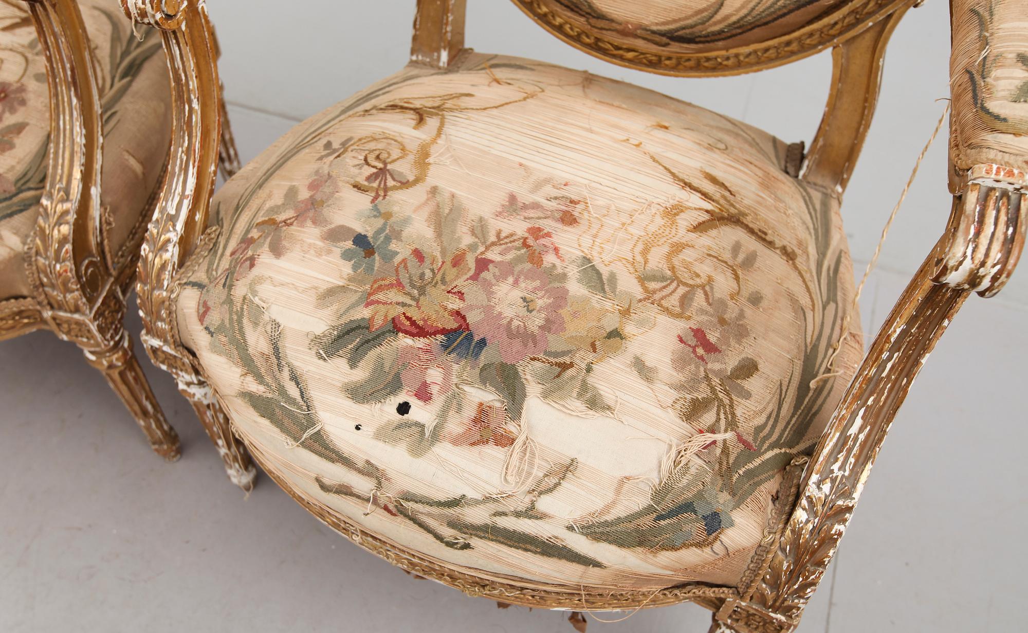 KARMSTOLAR, 1 par, Louis XVI, 1800-talets andra hälft.