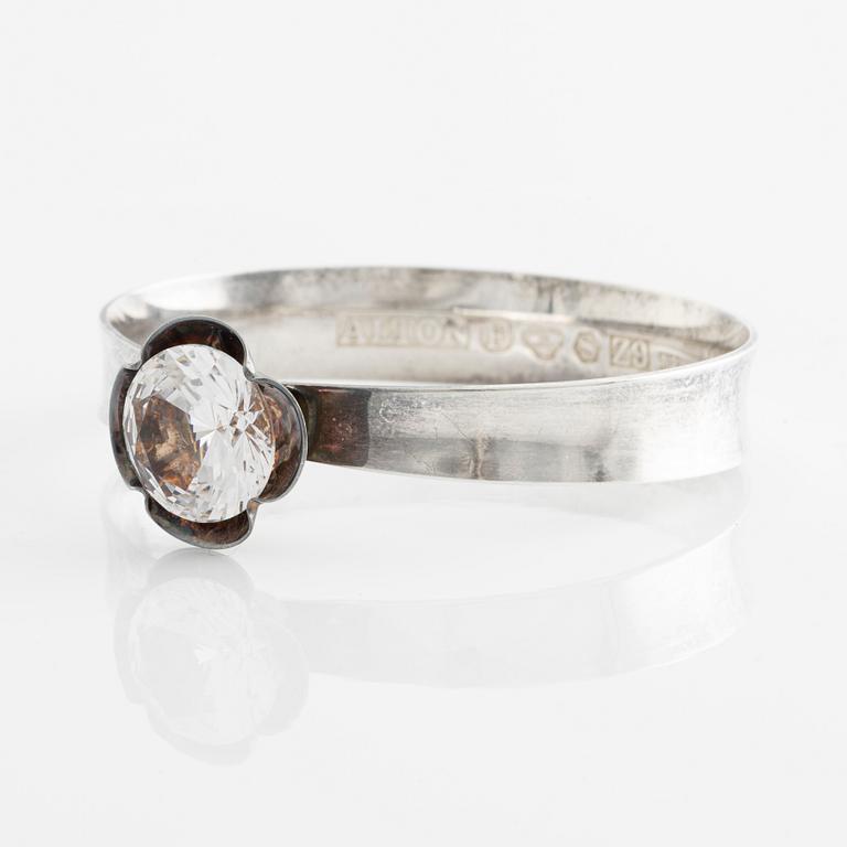 Bangle bracelet, Alton, design by Karl-Erik Palmberg, sterling silver, with synthetic white spinel.