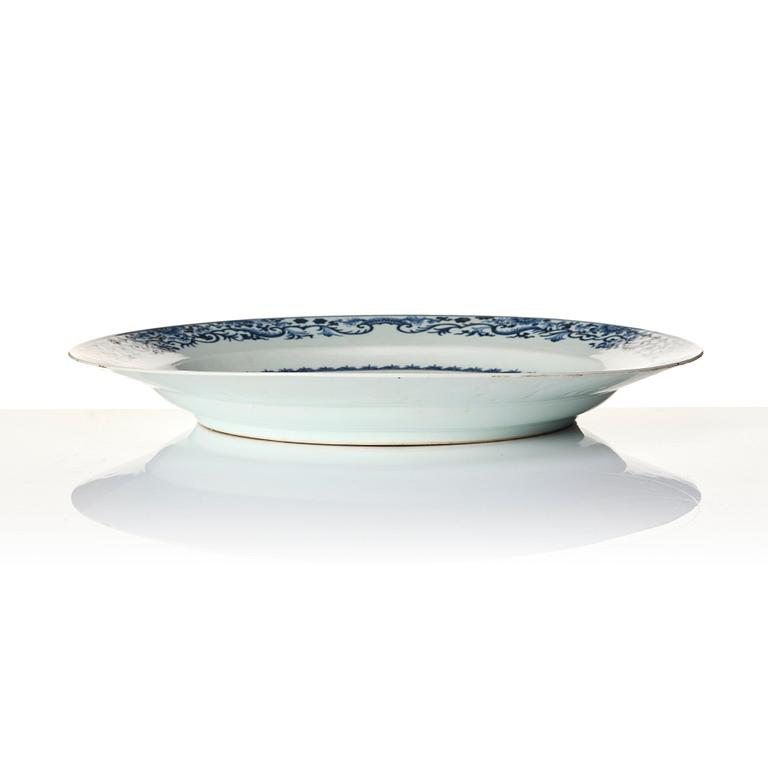 A large blue and white charger, Qing dynasty, Qianlong (1736-95).