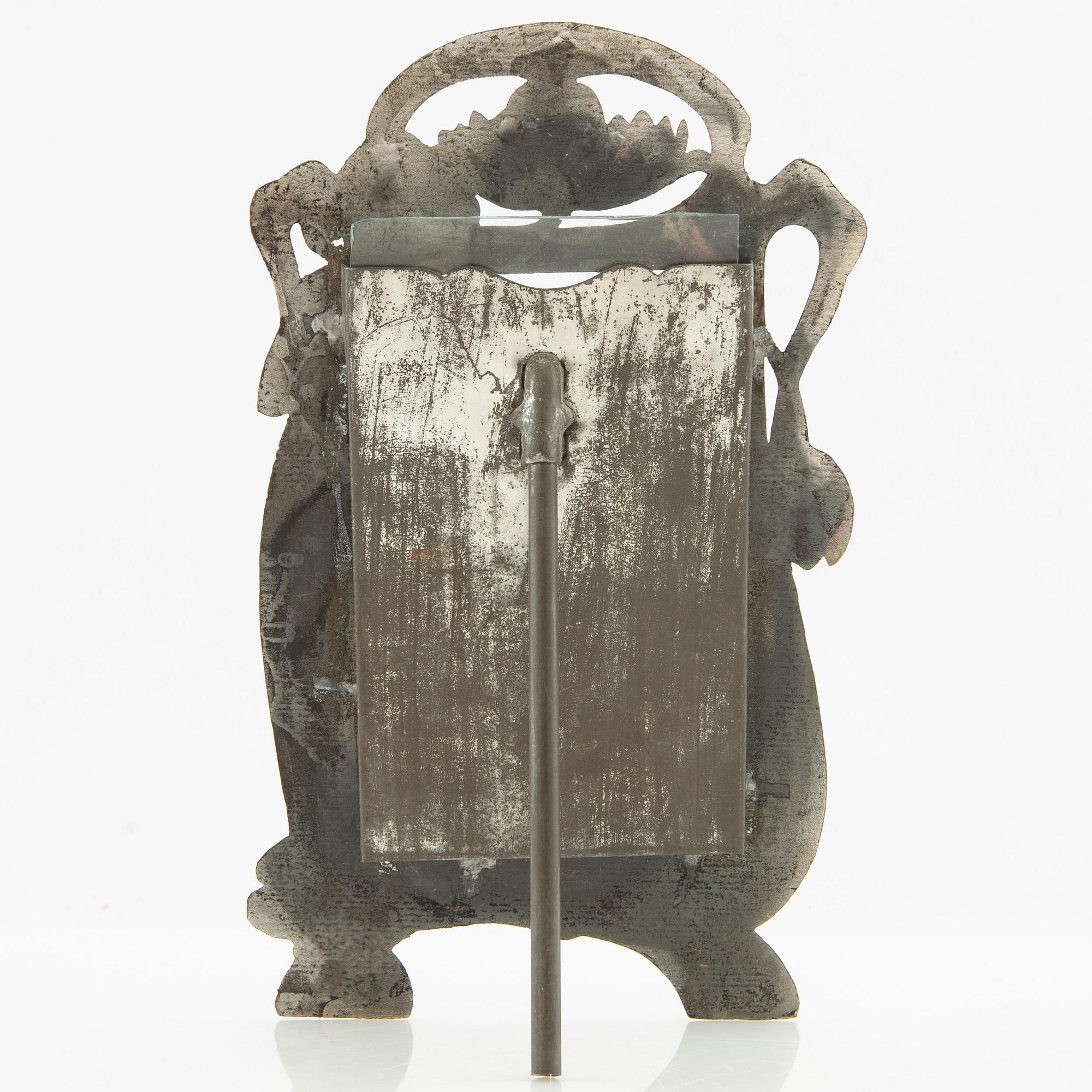 Fotoram, brevöppnare och sigill Jugend tidigt 1900-tal tenn och nysilver.