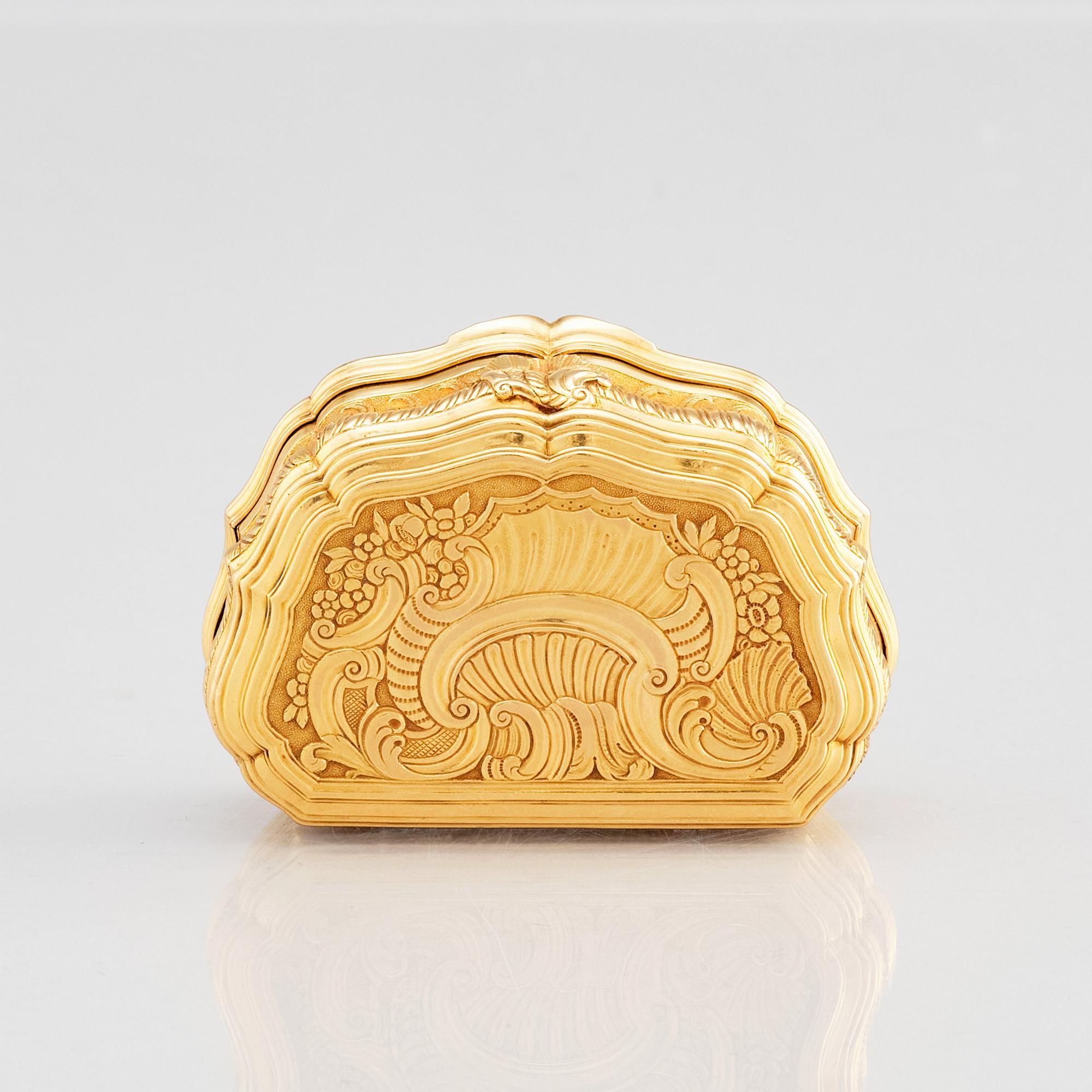 Frantz Bergs, dosa, guld, (verksam i Stockholm 1725-1777) 1700-talets mitt. Rokoko.