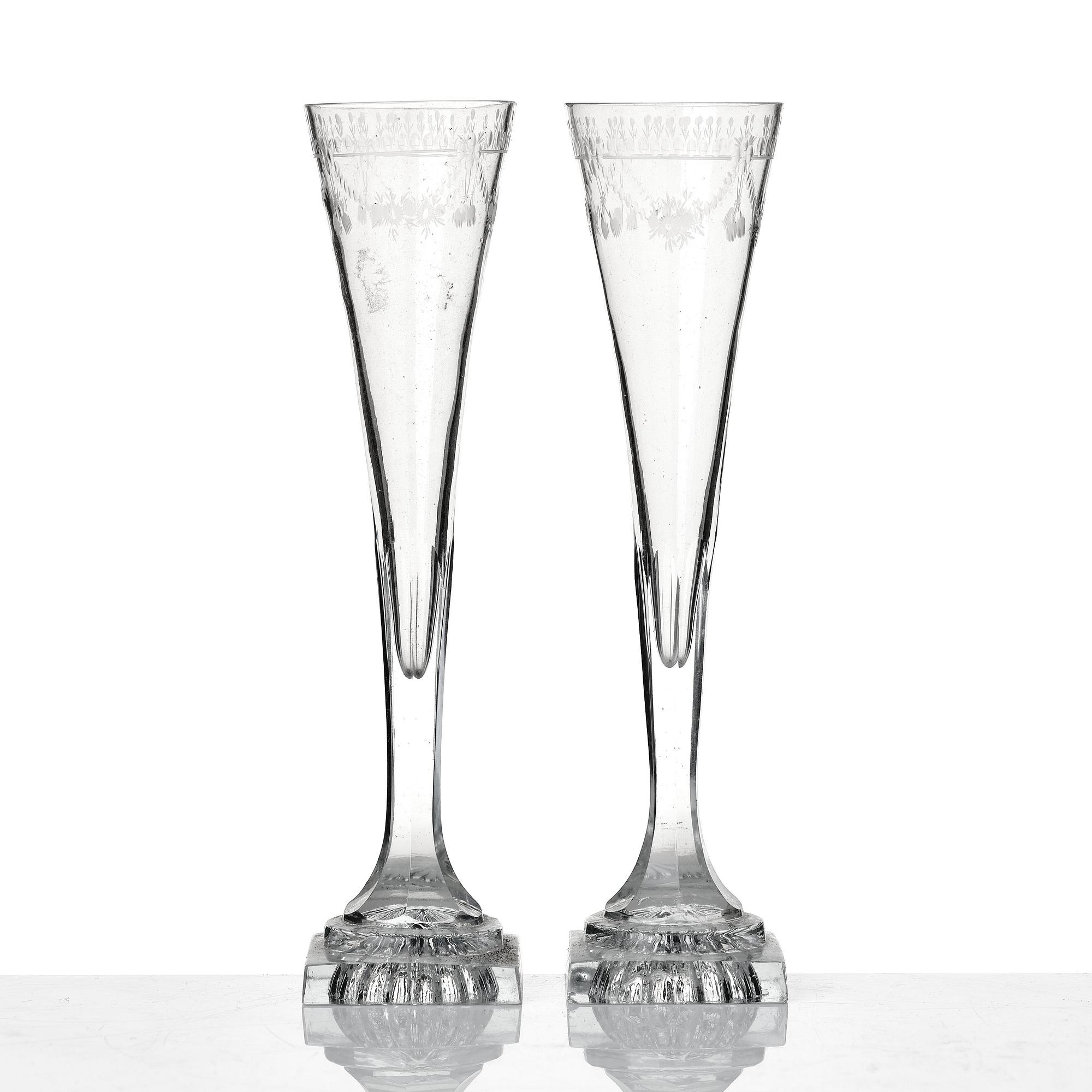 A set of 12 late Gustavian champagne flutes, circa 1800.