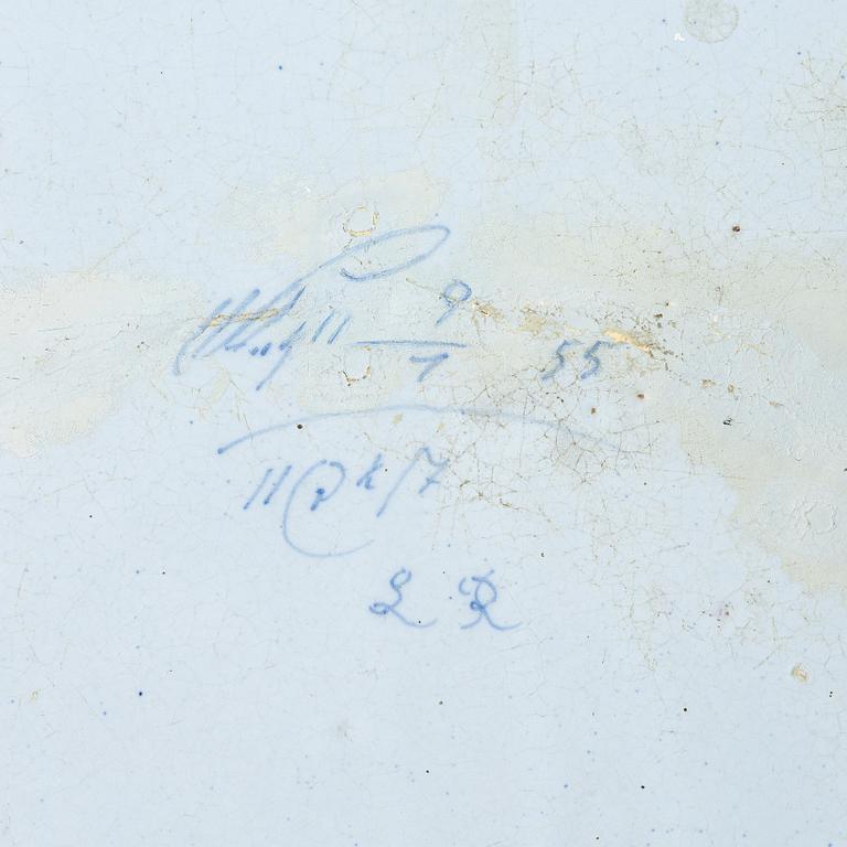 Rörstrand, A Rococo faience dish, dated 7/9 (17)55.