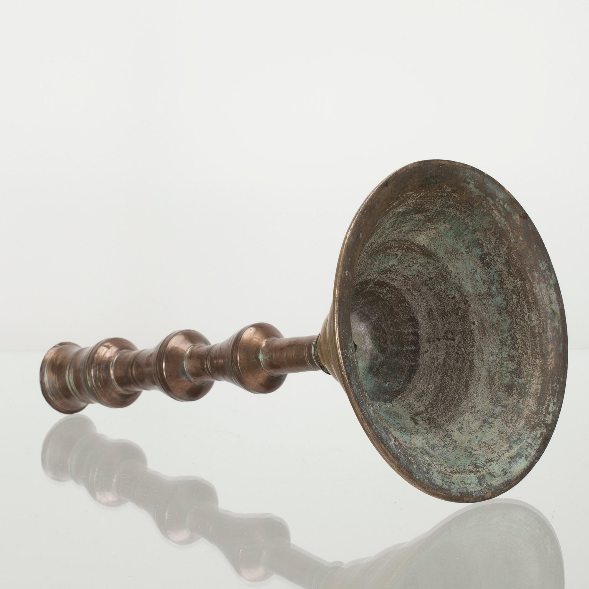 LJUSSTAKE, mässing samt koppar, Ottomansk 1700-tal.