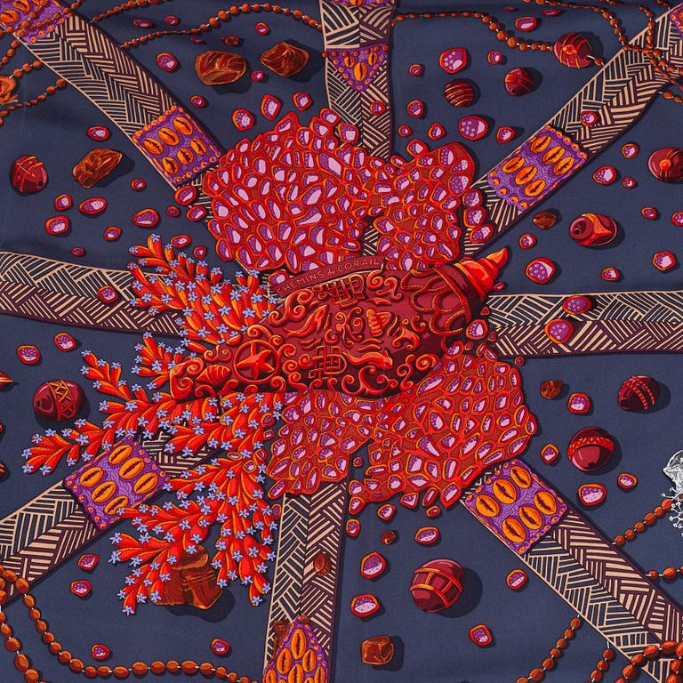 Hermès, a silk scarf 'Chemins de Corail'.