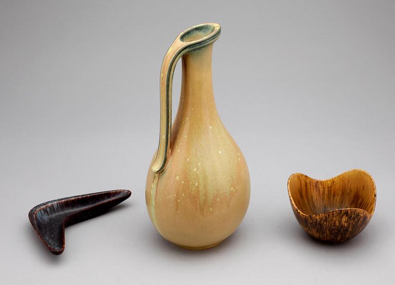 KANNA samt SKÅL, 3 delar, stengods, Gunnar Nylund, Rörstrand, 1900-tal.