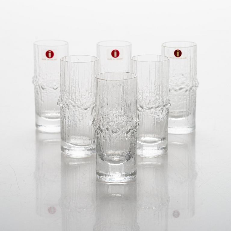Tapio Wirkkala, snapsilasit, 6 kpl, "Niva", Iittala. Alkuperäislaatikossa.