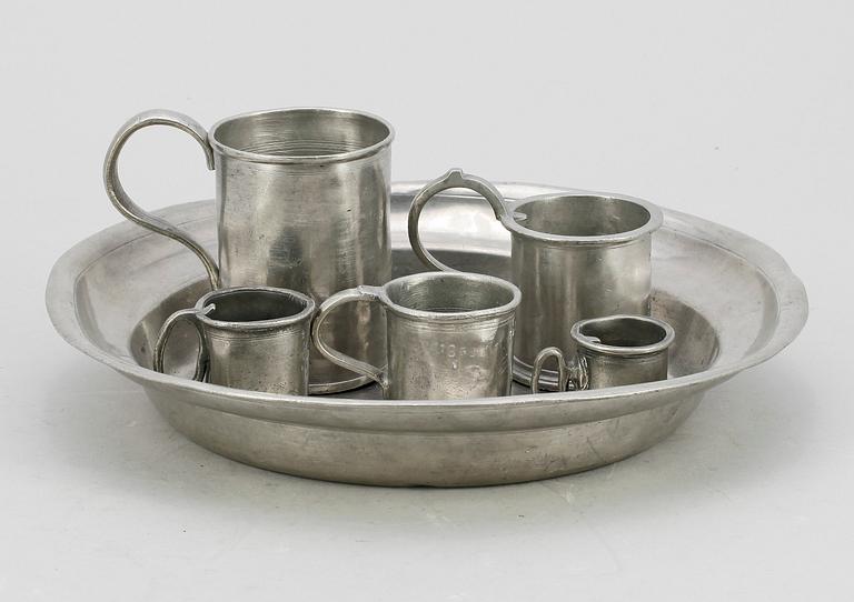 PARTI TENN, 6 delar, både svenska och utländska stämplar, 1800-tal.