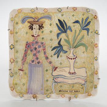 Birger Kaipiainen, a stoneware wall relief signed Kaipiainen 1945 Arabia.
