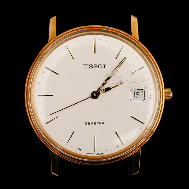 HERRARMBANDSUR, boett 18 k guld, Tissot Seastar.