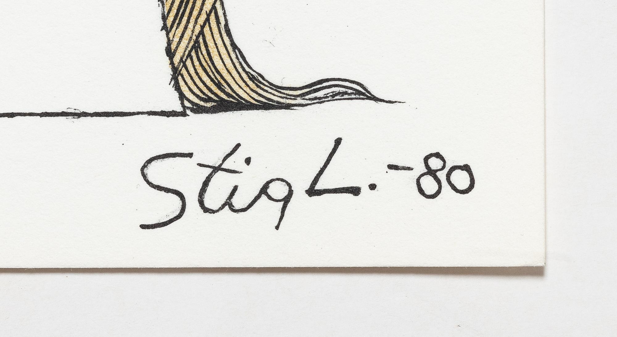 Stig Lindberg, färglitografier, 2 st, Gustavsberg, 1980-81.